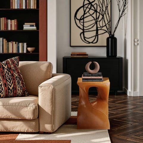 Darcy Terracotta Concrete Indoor/Outdoor End Table, 1 Piece
