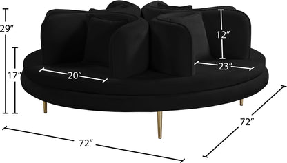 Valentina Black Velvet Round Sofa Settee Black