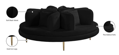 Valentina Black Velvet Round Sofa Settee Black
