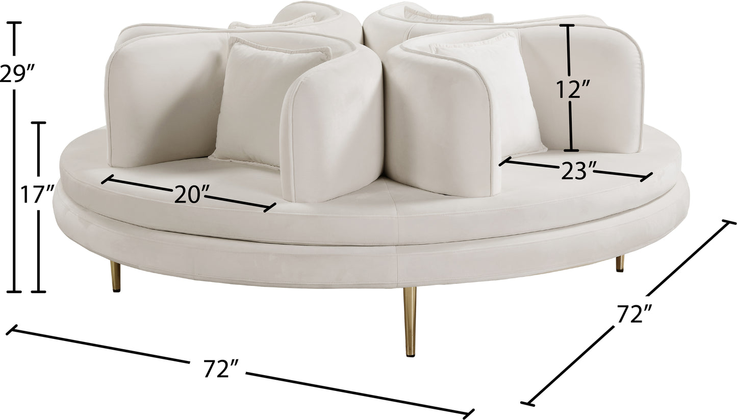 valentina cream velvet round sofa settee cream