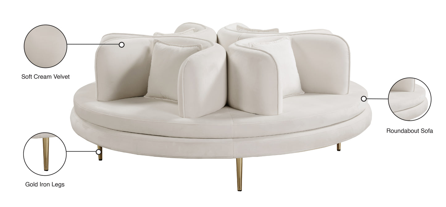 valentina cream velvet round sofa settee cream