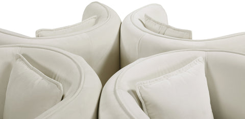 Valentina Cream Velvet Round Sofa Settee Cream