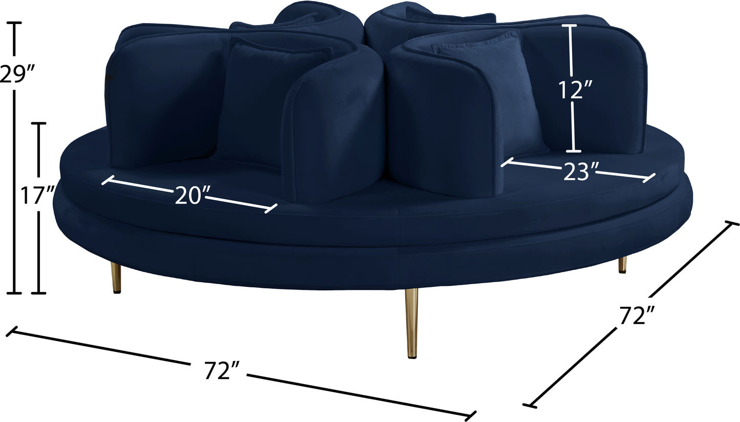 valentina navy velvet round sofa settee navy