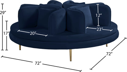 Valentina Navy Velvet Round Sofa Settee Navy