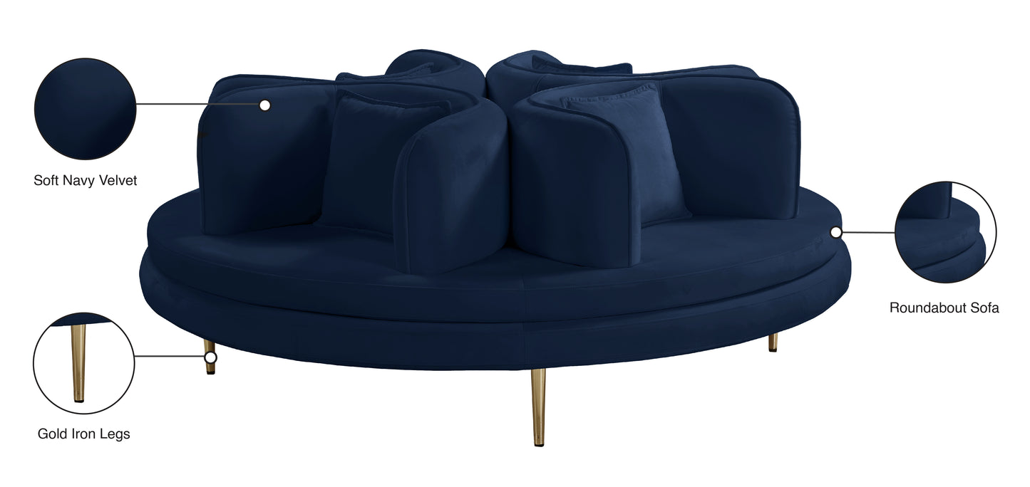 valentina navy velvet round sofa settee navy