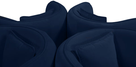 Valentina Navy Velvet Round Sofa Settee Navy
