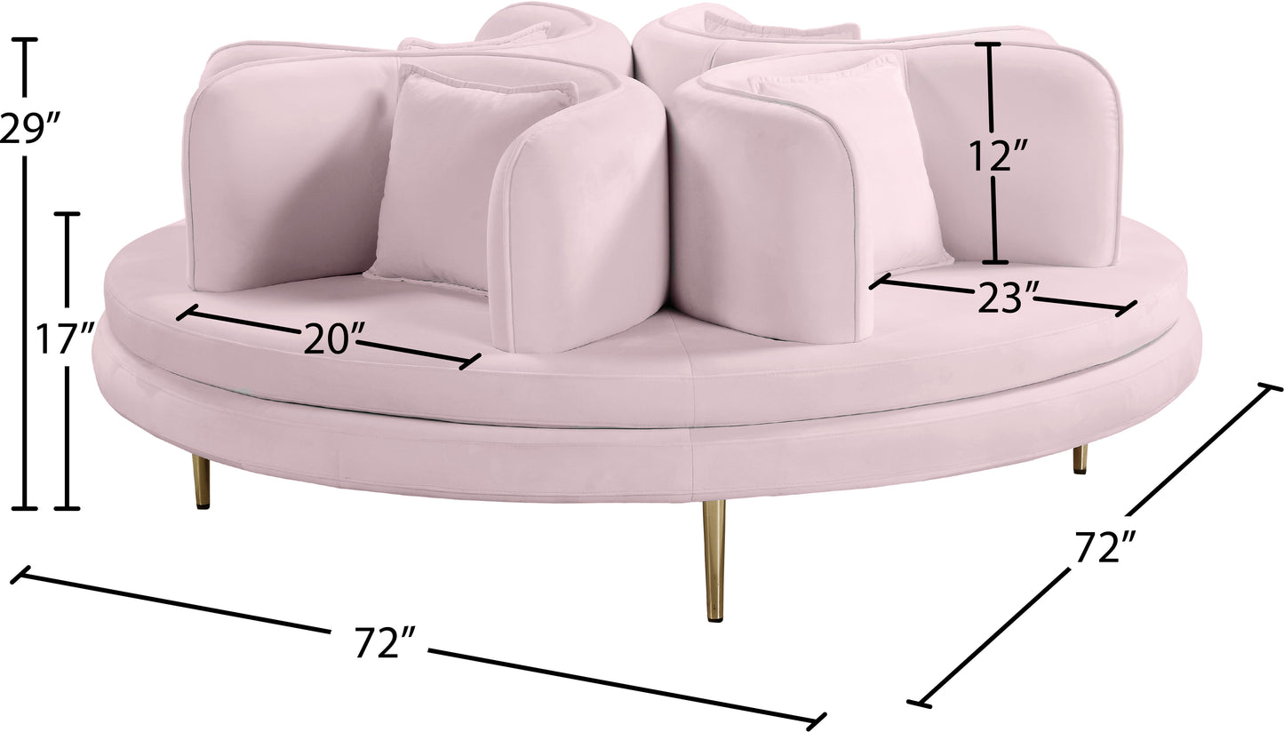 valentina pink velvet round sofa settee pink