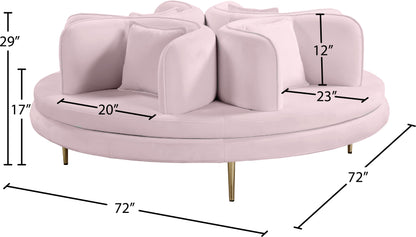 Valentina Pink Velvet Round Sofa Settee Pink