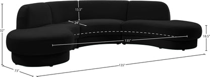 Otto Black Velvet 3pc. Sectional (3 Boxes) Sectional