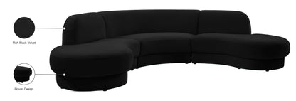 Otto Black Velvet 3pc. Sectional (3 Boxes) Sectional