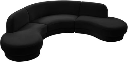 Otto Black Velvet 3pc. Sectional (3 Boxes) Sectional