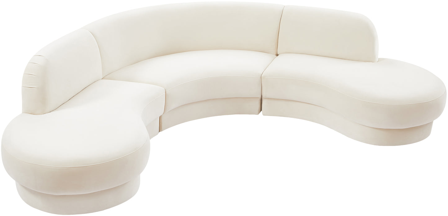 otto cream velvet 3pc. sectional (3 boxes) sectional