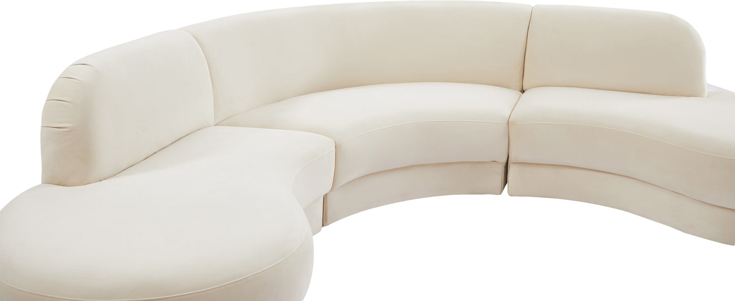 otto cream velvet 3pc. sectional (3 boxes) sectional