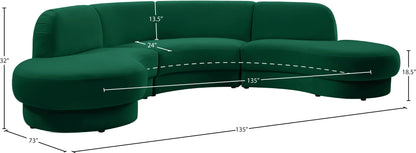 Otto Green Velvet 3pc. Sectional (3 Boxes) Sectional