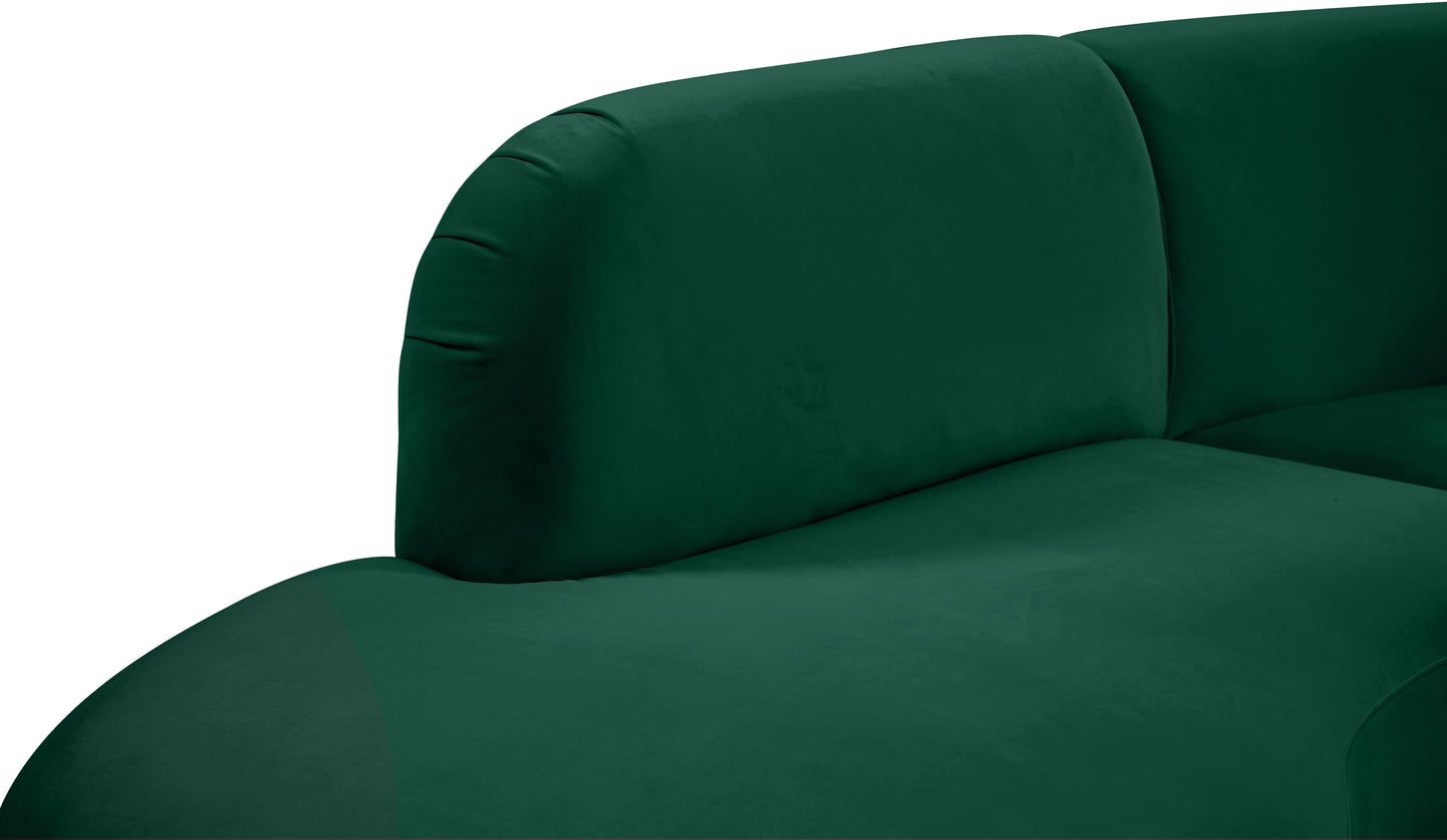 otto green velvet 3pc. sectional (3 boxes) sectional