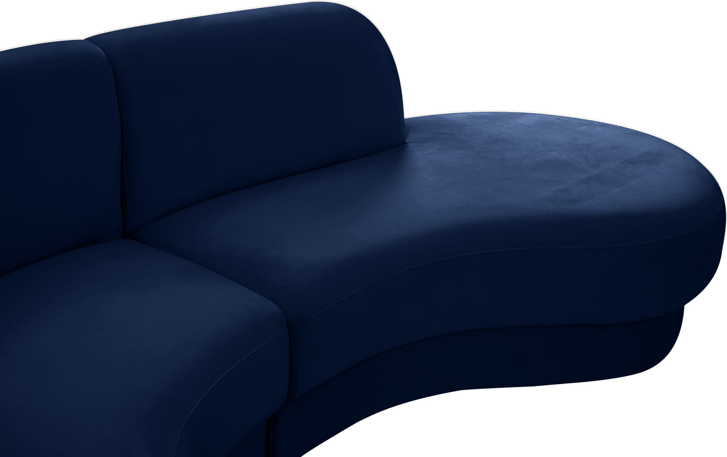 otto navy velvet 3pc. sectional (3 boxes) sectional