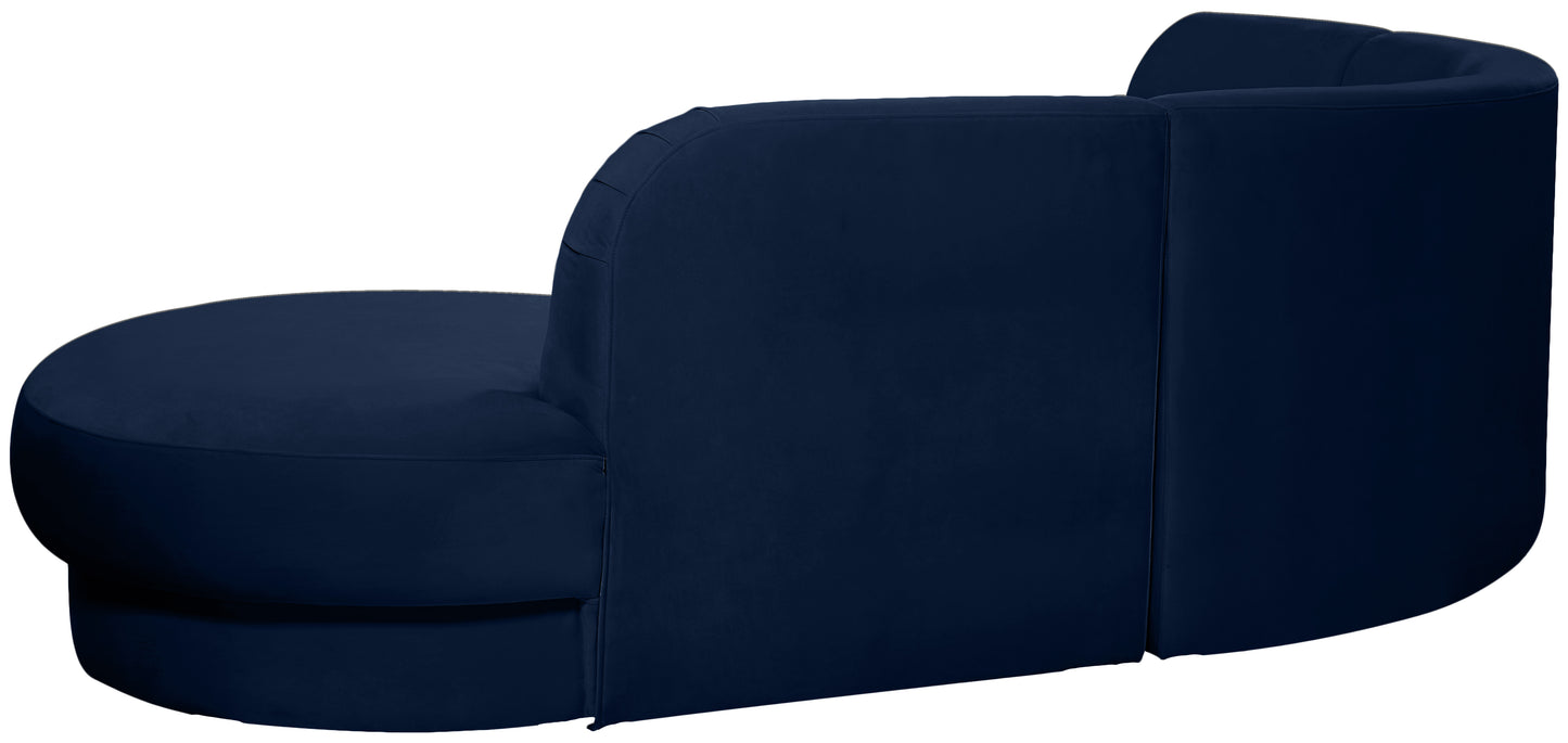 otto navy velvet 3pc. sectional (3 boxes) sectional