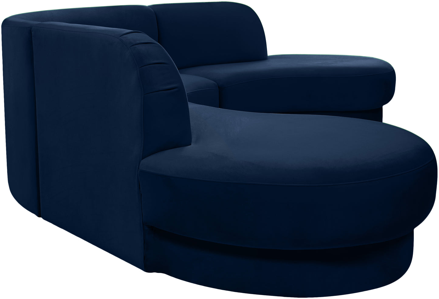 otto navy velvet 3pc. sectional (3 boxes) sectional