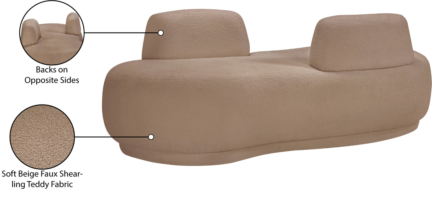 ward beige teddy fabric chaise/loveseat