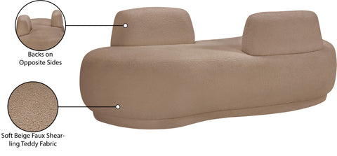Ward Beige Teddy Fabric Chaise/Loveseat