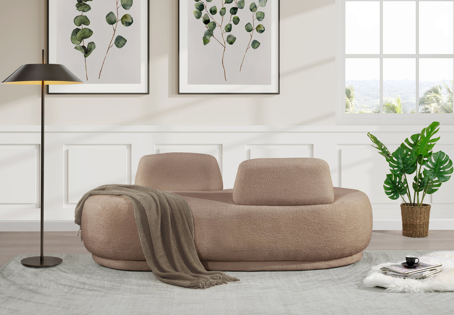 ward beige teddy fabric chaise/loveseat