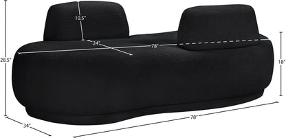 Ward Black Teddy Fabric Chaise/Loveseat