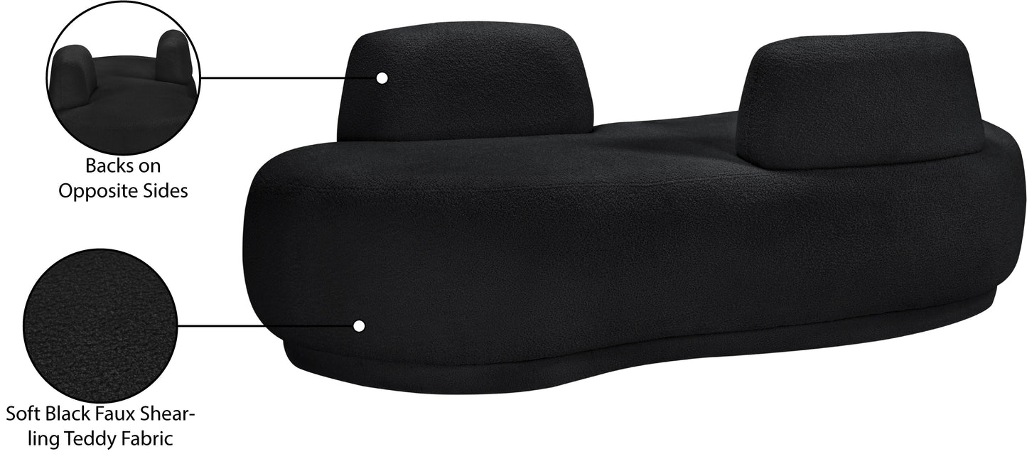 ward black teddy fabric chaise/loveseat