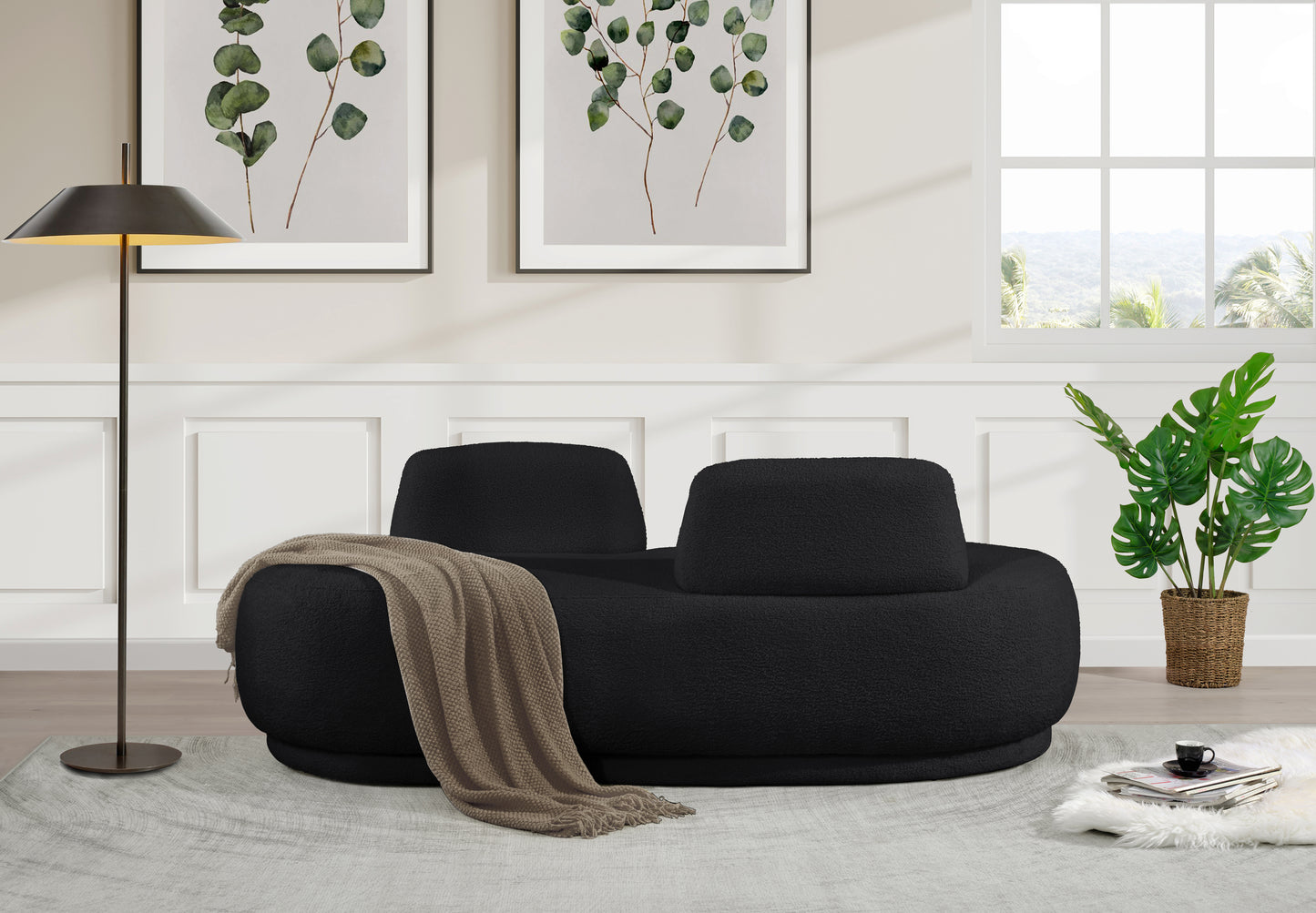 ward black teddy fabric chaise/loveseat