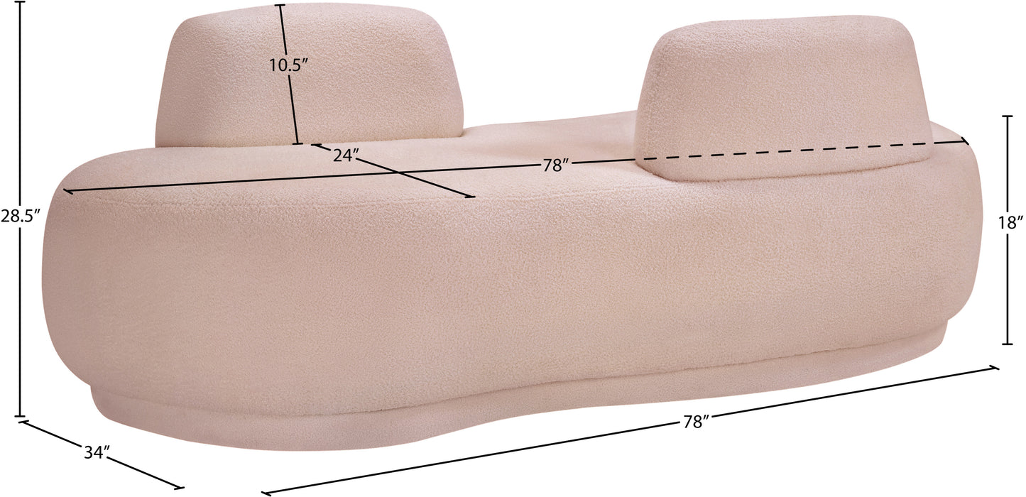 ward pink teddy fabric chaise/loveseat