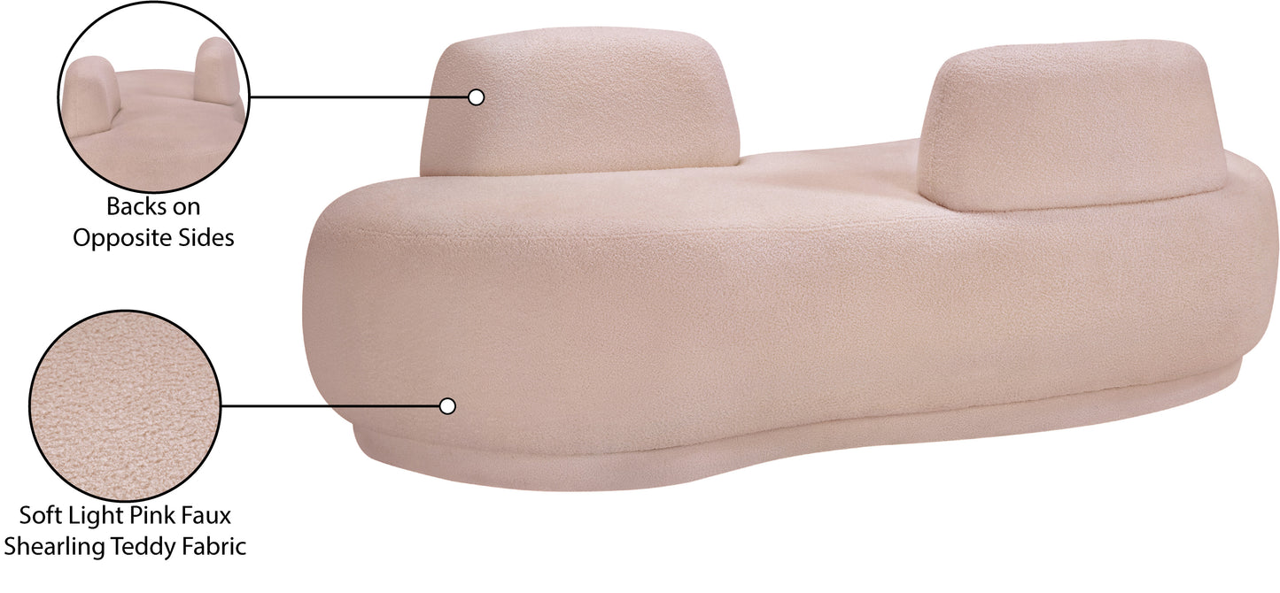 ward pink teddy fabric chaise/loveseat