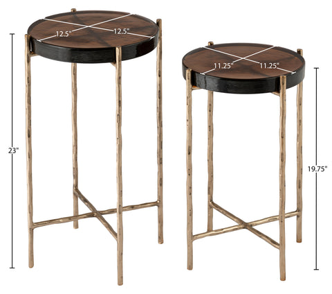 Marlow Brass Recycled Glass Top And Iron Base Bunching End Table, 1 Piece