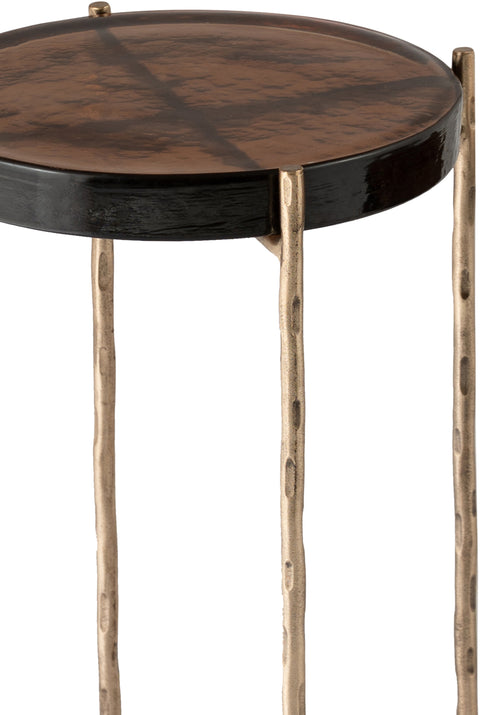 Marlow Brass Recycled Glass Top And Iron Base Bunching End Table, 1 Piece