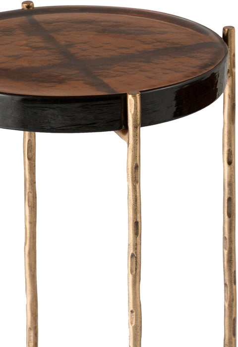 Marlow Brass Recycled Glass Top And Iron Base Bunching End Table, 1 Piece