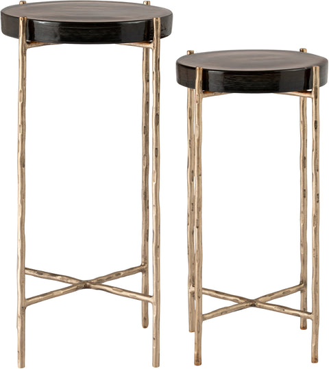 Marlow Brass Recycled Glass Top And Iron Base Bunching End Table, 1 Piece