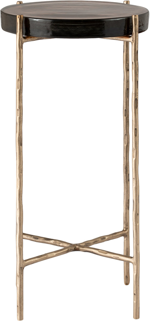 Marlow Brass Recycled Glass Top And Iron Base Bunching End Table, 1 Piece