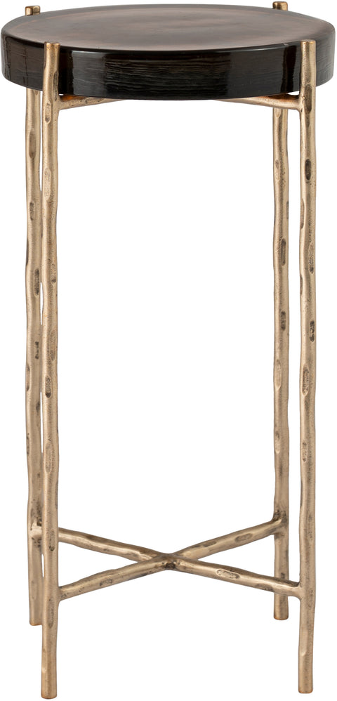 Marlow Brass Recycled Glass Top And Iron Base Bunching End Table, 1 Piece