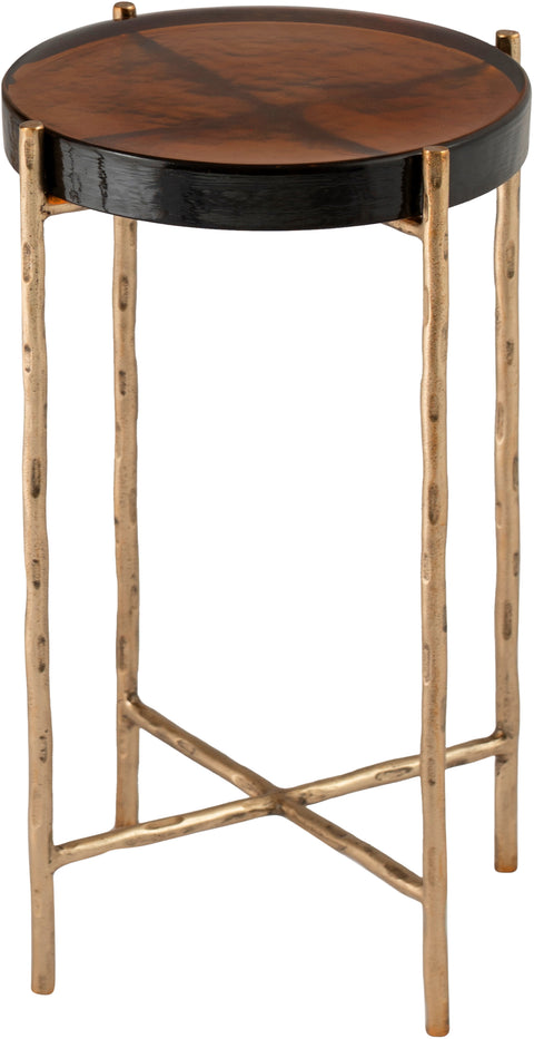 Marlow Brass Recycled Glass Top And Iron Base Bunching End Table, 1 Piece