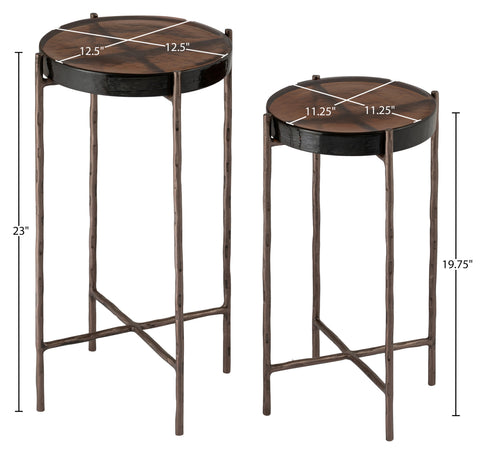 Marlow Bronze Recycled Glass Top And Iron Base Bunching End Table, 1 Piece