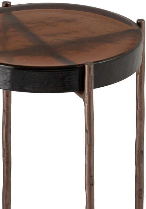 Marlow Bronze Recycled Glass Top And Iron Base Bunching End Table, 1 Piece