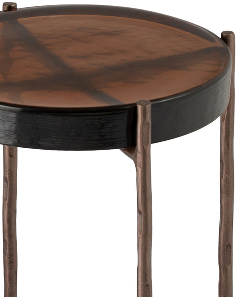 Marlow Bronze Recycled Glass Top And Iron Base Bunching End Table, 1 Piece