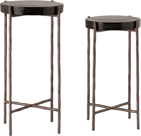 Marlow Bronze Recycled Glass Top And Iron Base Bunching End Table, 1 Piece