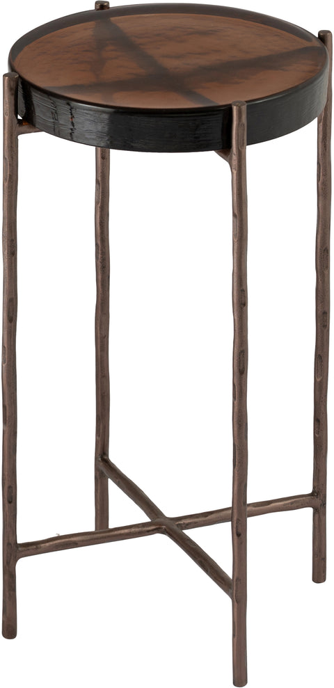 Marlow Bronze Recycled Glass Top And Iron Base Bunching End Table, 1 Piece