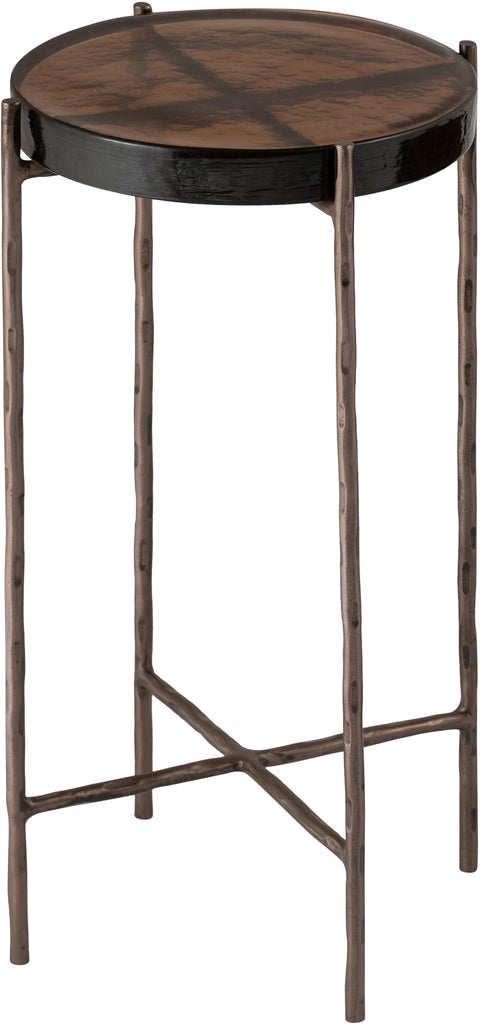 Marlow Bronze Recycled Glass Top And Iron Base Bunching End Table, 1 Piece
