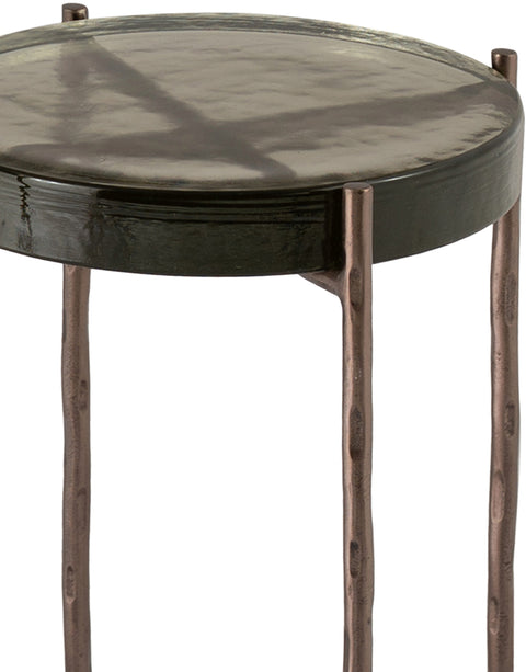 Marlow Bronze Recycled Glass Top And Iron Base Bunching End Table, 1 Piece (Style 2)
