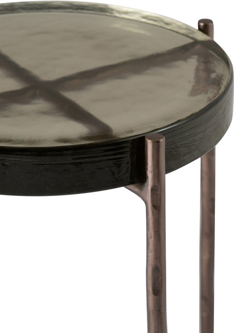 Marlow Bronze Recycled Glass Top And Iron Base Bunching End Table, 1 Piece (Style 2)