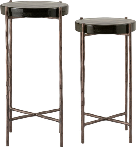 Marlow Bronze Recycled Glass Top And Iron Base Bunching End Table, 1 Piece (Style 2)