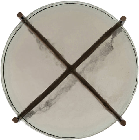 Marlow Bronze Recycled Glass Top And Iron Base Bunching End Table, 1 Piece (Style 2)