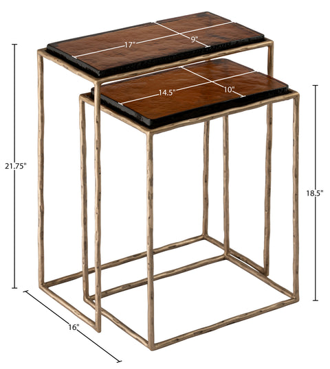 Harlow Brass Recycled Glass Top And Iron Base Nesting End Table, 1 Piece