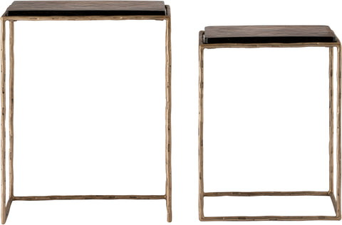 Harlow Brass Recycled Glass Top And Iron Base Nesting End Table, 1 Piece