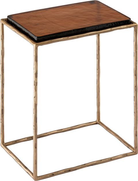 Harlow Brass Recycled Glass Top And Iron Base Nesting End Table, 1 Piece